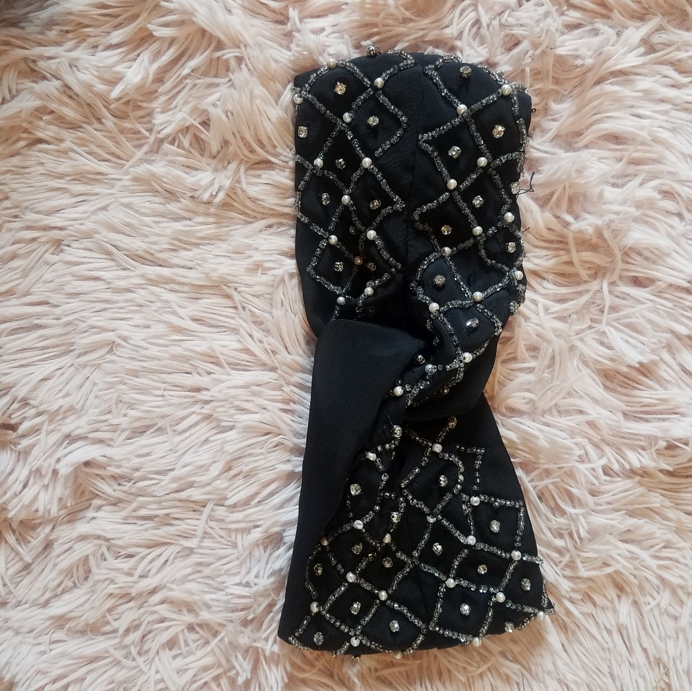 free people headband black with beads